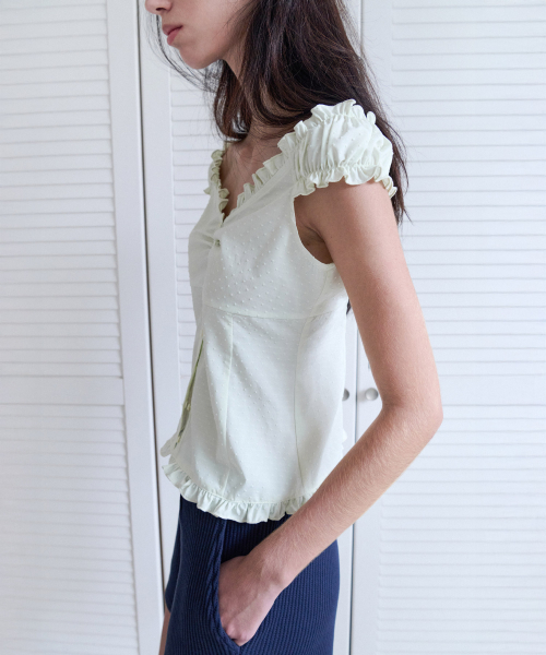 ANDNEEDS（アンドニーズ）の「Ella frill blouse (mint)（シャツ/ブラウス・レディース・その他・FREE）」の3枚目の写真