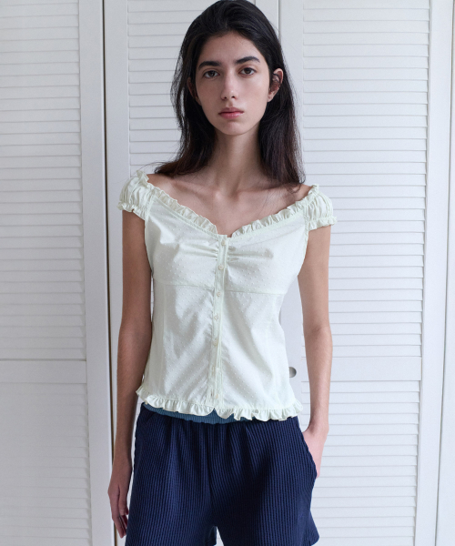 ANDNEEDS（アンドニーズ）の「Ella frill blouse (mint)（シャツ/ブラウス・レディース・その他・FREE）」の4枚目の写真