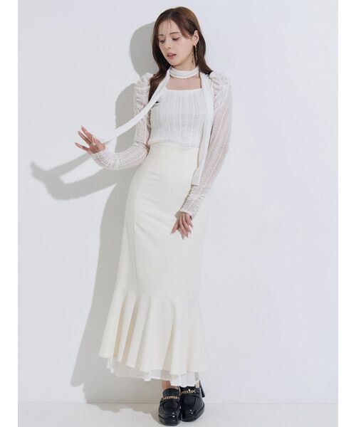 MERCURYDUO(マーキュリーデュオ)の「裾フリルマーメイドスカート(スカート・レディース・ミント/アイボリー/ブラック・MEDIUM/SMALL)」の5枚目の写真
