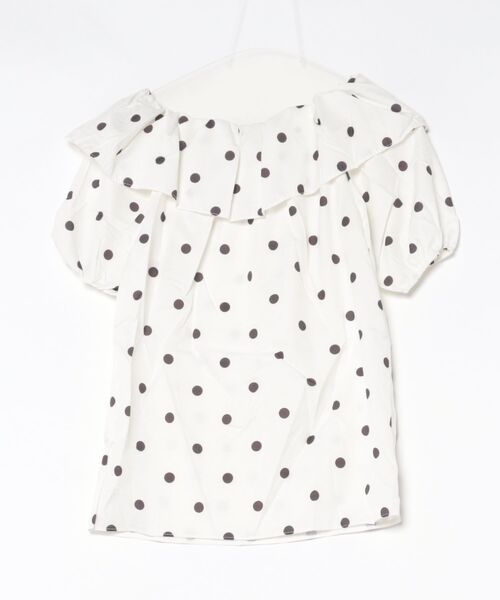 Ritzy(リッツィー)の「ドット柄バルーンスリーブ・オフショルブラウス(Tシャツ/カットソー・レディース・ホワイト・LARGE/MEDIUM)」の4枚目の写真