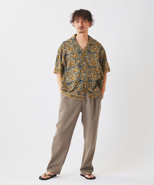 JOURNAL STANDARD relume(ジャーナルスタンダード レリューム)の「bunai / ブナイ 別注 カラマカリ プリント オープンカラー 半袖シャツ(シャツ/ブラウス・メンズ・ベージュ/ブラック/ネイビー/ブラウン/カーキ・LARGE/MEDIUM)」の8枚目の写真
