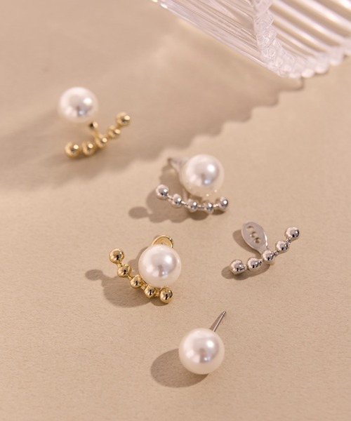 Phoebe(フィービィー)の「【金属アレルギー対応】2wayドロップラインパールバックキャッチピアス/ニッケルフリー 結婚式二次会 セレモニー フォーマル(ピアス(両耳用)・レディース・シルバー/イエローゴールド・FREE)」の10枚目の写真