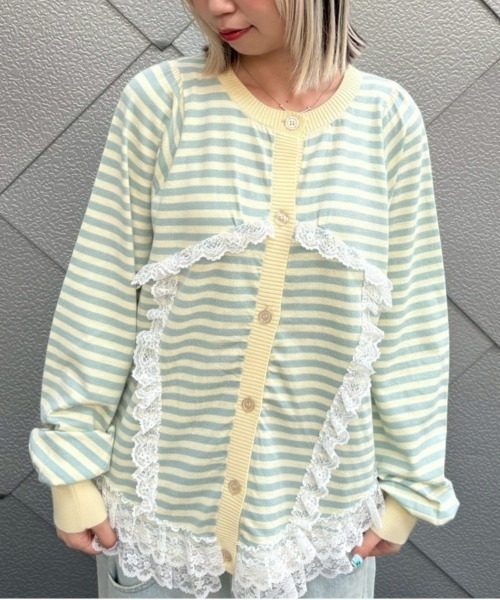 Candy Stripper(キャンディストリッパー)の「CORSET KNIT カーディガン(カーディガン/ボレロ・レディース・ピンク/ヘザーグレー/イエロー/ブラック・FREE)」の1枚目の写真
