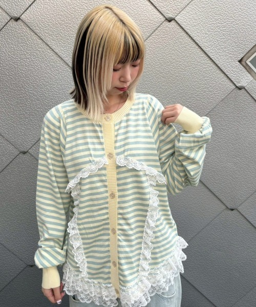 Candy Stripper(キャンディストリッパー)の「CORSET KNIT カーディガン(カーディガン/ボレロ・レディース・ピンク/ヘザーグレー/イエロー/ブラック・FREE)」の5枚目の写真