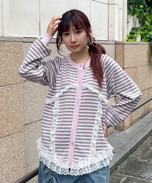 Candy Stripper(キャンディストリッパー)の「CORSET KNIT カーディガン(カーディガン/ボレロ・レディース・ピンク/ヘザーグレー/イエロー/ブラック・FREE)」の11枚目の写真