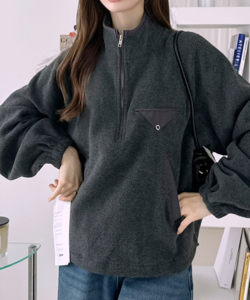 Ada.(エイダ)の「ドロスト ハーフジップ フリース プルオーバー(その他トップス・レディース・チャコールグレー/ネイビー/ダークブラウン・FREE)」の18枚目の写真