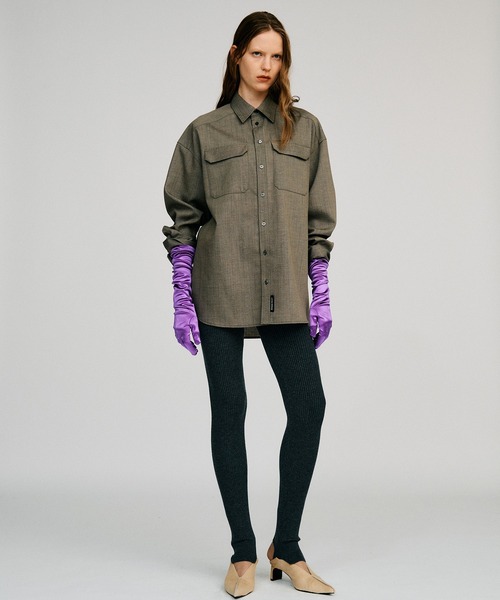 PRANK PROJECT（プランクプロジェクト）の「【2026Autumn Pre-Order】シルクネップオーバーシャツ / Silk Nep Overshirt（シャツ/ブラウス・レディース・ベージュ/ブラック・FREE）」の7枚目の写真