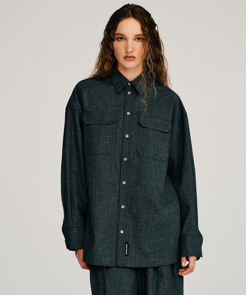 PRANK PROJECT（プランクプロジェクト）の「【2026Autumn Pre-Order】シルクネップオーバーシャツ / Silk Nep Overshirt（シャツ/ブラウス・レディース・ベージュ/ブラック・FREE）」の14枚目の写真
