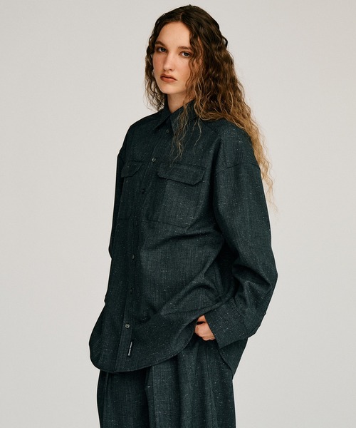 PRANK PROJECT（プランクプロジェクト）の「【2026Autumn Pre-Order】シルクネップオーバーシャツ / Silk Nep Overshirt（シャツ/ブラウス・レディース・ベージュ/ブラック・FREE）」の15枚目の写真