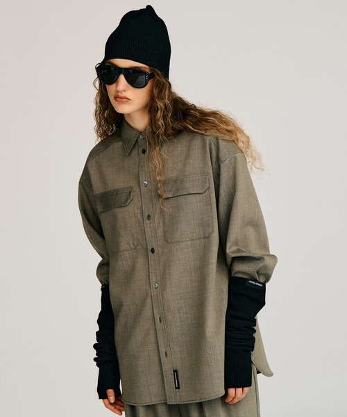 PRANK PROJECT（プランクプロジェクト）の「【2026Autumn Pre-Order】シルクネップオーバーシャツ / Silk Nep Overshirt（シャツ/ブラウス・レディース・ベージュ/ブラック・FREE）」の11枚目の写真