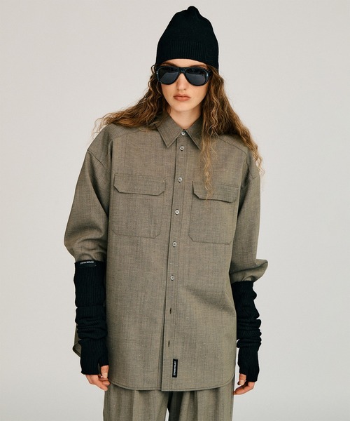 PRANK PROJECT（プランクプロジェクト）の「【2026Autumn Pre-Order】シルクネップオーバーシャツ / Silk Nep Overshirt（シャツ/ブラウス・レディース・ベージュ/ブラック・FREE）」の12枚目の写真
