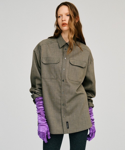PRANK PROJECT（プランクプロジェクト）の「【2026Autumn Pre-Order】シルクネップオーバーシャツ / Silk Nep Overshirt（シャツ/ブラウス・レディース・ベージュ/ブラック・FREE）」の13枚目の写真