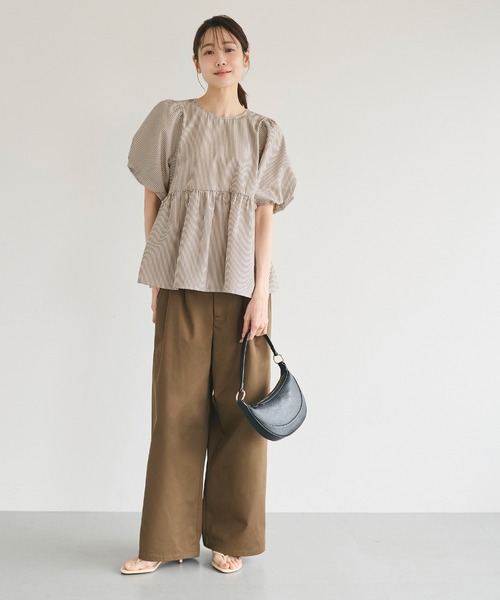 coca(coca)(コカ)の「サッカーストライプバックリボンブラウス(シャツ/ブラウス・レディース・ベージュ/ブルー・L/M/S)」の14枚目の写真