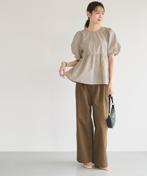 coca(coca)(コカ)の「サッカーストライプバックリボンブラウス(シャツ/ブラウス・レディース・ベージュ/ブルー・L/M/S)」の10枚目の写真