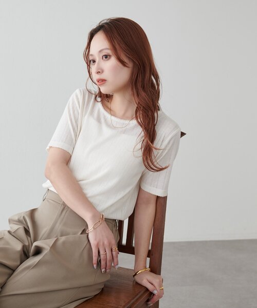 DISCOAT(ディスコート)の「アイレット半袖プルオーバー(Tシャツ/カットソー・レディース・グレー/イエロー/ブラック/オフホワイト・FREE)」の12枚目の写真