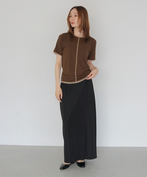 CLEIO(クレイオ)の「【CLEIO】配色ステッチ シアーTシャツ CONTRAST STITCH SHEER T-SHIRT(Tシャツ/カットソー・レディース・ブルー/ブラウン/ブラック/アイボリー・FREE)」の11枚目の写真