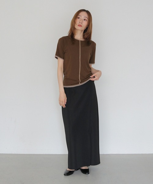 CLEIO(クレイオ)の「【CLEIO】配色ステッチ シアーTシャツ CONTRAST STITCH SHEER T-SHIRT(Tシャツ/カットソー・レディース・ブルー/ブラウン/ブラック/アイボリー・FREE)」の12枚目の写真