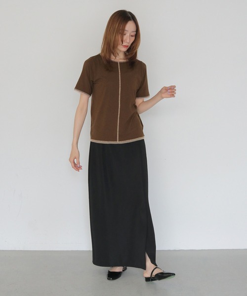CLEIO(クレイオ)の「【CLEIO】配色ステッチ シアーTシャツ CONTRAST STITCH SHEER T-SHIRT(Tシャツ/カットソー・レディース・ブルー/ブラウン/ブラック/アイボリー・FREE)」の13枚目の写真