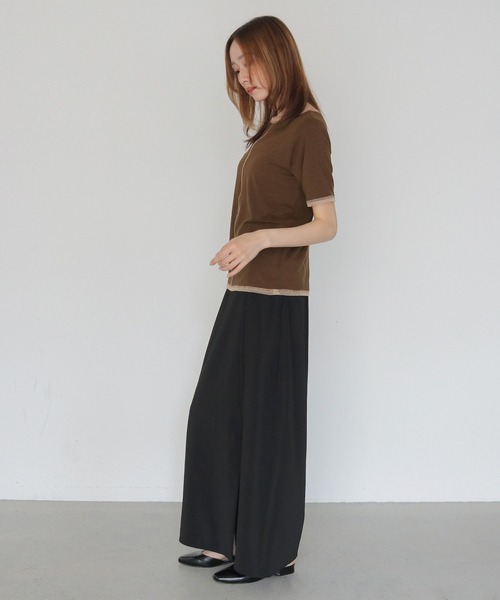 CLEIO(クレイオ)の「【CLEIO】配色ステッチ シアーTシャツ CONTRAST STITCH SHEER T-SHIRT(Tシャツ/カットソー・レディース・ブルー/ブラウン/ブラック/アイボリー・FREE)」の14枚目の写真