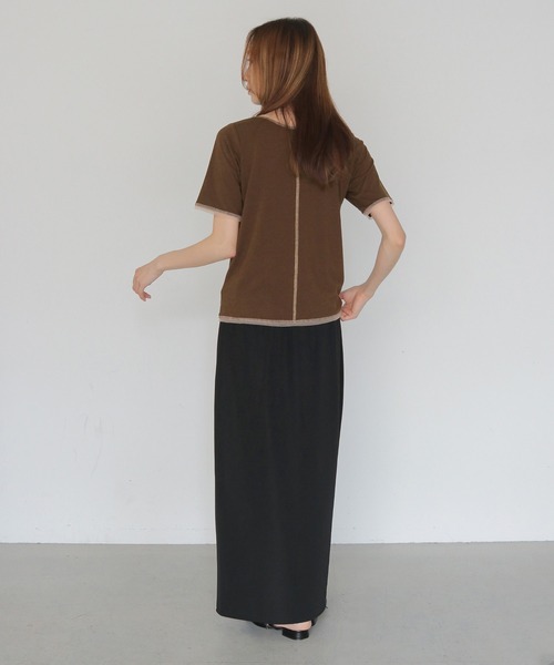CLEIO(クレイオ)の「【CLEIO】配色ステッチ シアーTシャツ CONTRAST STITCH SHEER T-SHIRT(Tシャツ/カットソー・レディース・ブルー/ブラウン/ブラック/アイボリー・FREE)」の15枚目の写真