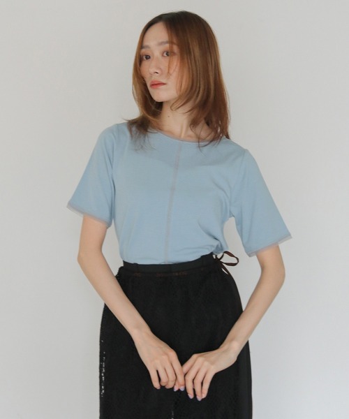 CLEIO(クレイオ)の「【CLEIO】配色ステッチ シアーTシャツ CONTRAST STITCH SHEER T-SHIRT(Tシャツ/カットソー・レディース・ブルー/ブラウン/ブラック/アイボリー・FREE)」の16枚目の写真