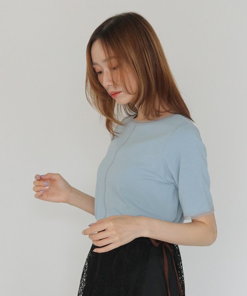 CLEIO(クレイオ)の「【CLEIO】配色ステッチ シアーTシャツ CONTRAST STITCH SHEER T-SHIRT(Tシャツ/カットソー・レディース・ブルー/ブラウン/ブラック/アイボリー・FREE)」の19枚目の写真