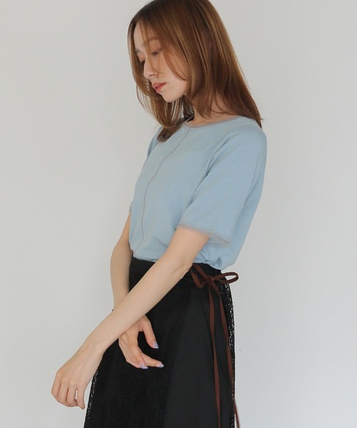 CLEIO(クレイオ)の「【CLEIO】配色ステッチ シアーTシャツ CONTRAST STITCH SHEER T-SHIRT(Tシャツ/カットソー・レディース・ブルー/ブラウン/ブラック/アイボリー・FREE)」の20枚目の写真