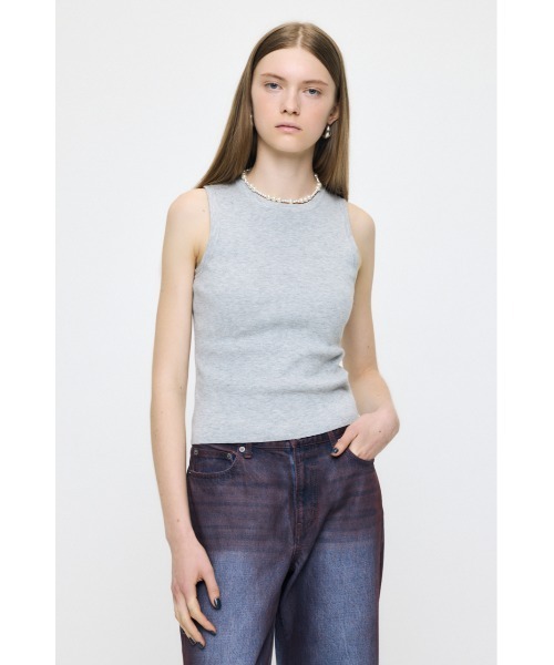 MOUSSY（マウジー）の「COMFORTABLE KNIT タンクトップ（タンクトップ・レディース・ホワイト/ブラック/杢グレー・FREE）」の3枚目の写真