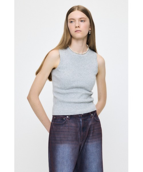 MOUSSY（マウジー）の「COMFORTABLE KNIT タンクトップ（タンクトップ・レディース・ホワイト/ブラック/杢グレー・FREE）」の8枚目の写真