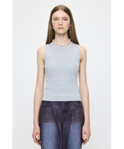 MOUSSY（マウジー）の「COMFORTABLE KNIT タンクトップ（タンクトップ・レディース・ホワイト/ブラック/杢グレー・FREE）」の9枚目の写真