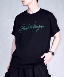 JUSTHANG（ジャストハング）の「プレミアム半袖ブラックビッグロゴ（グリーン）オーバーサイズ半袖Tシャツ（Tシャツ/カットソー）」
