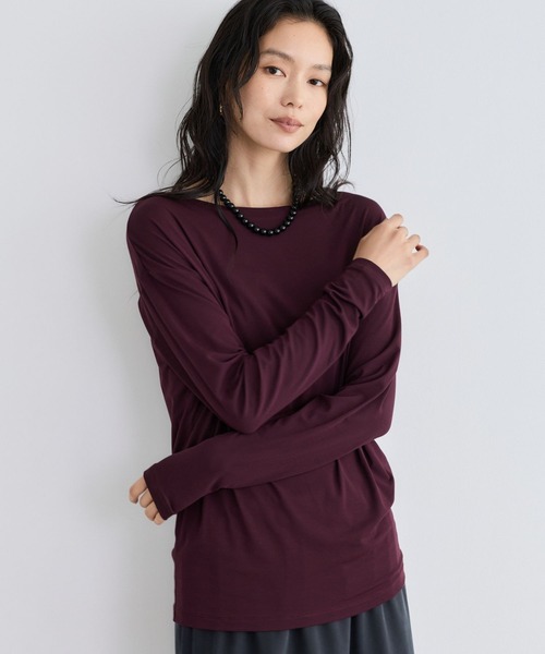 BARNYARDSTORM(バンヤードストーム)の「BARNYARDSTORM / ボートネックモダールプルオーバー / マシンウォッシャブル(Tシャツ/カットソー・レディース・ブラック/ブラック系その他/ボルドー・FREE)」の5枚目の写真
