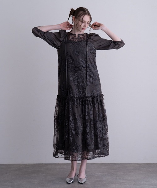 atlo(アトロ)の「ミモレ丈&七分袖 フォーマル Aライン スパンコール セレモニー 結婚式二次会 パーティードレス お呼ばれ オケージョンドレス 同窓会成人式(ドレス・レディース・ブラウン/ブラック/グレー・M)」の14枚目の写真