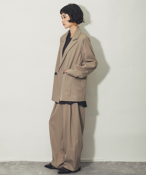 ANOTHER S(アナザーエス)の「「セットアップ対応」タックエッグパンツ(スラックス・レディース・ブラック/チャコールグレー/グレイッシュベージュ・FREE)」の5枚目の写真