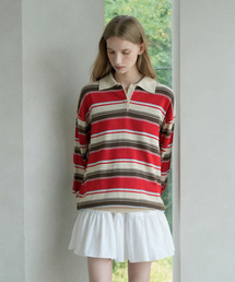 Wool Striped Collar Knit (beige)