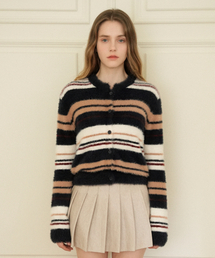 Color Scheme Striped Knit Cardigan (Navy)