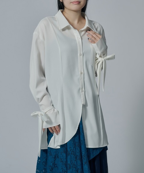 Ellno de Mavie(エルノデメヴィ)の「アシンメトリーリボンシャツ(シャツ/ブラウス・レディース・オフホワイト/ブラック・FREE)」の22枚目の写真