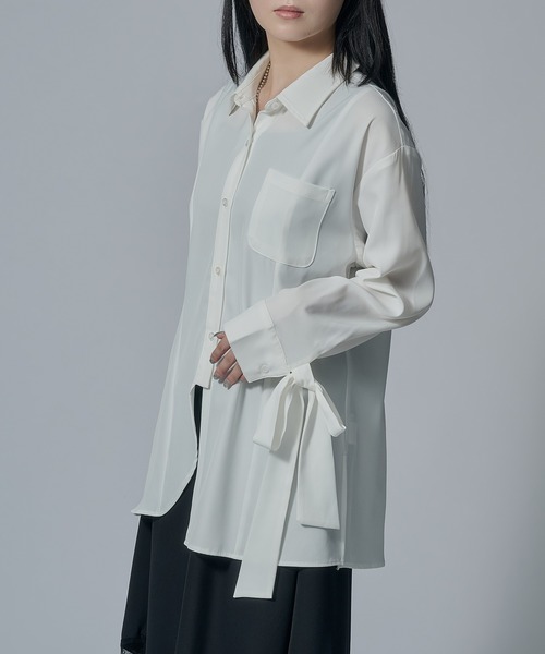 Ellno de Mavie(エルノデメヴィ)の「アシンメトリーリボンシャツ(シャツ/ブラウス・レディース・オフホワイト/ブラック・FREE)」の11枚目の写真