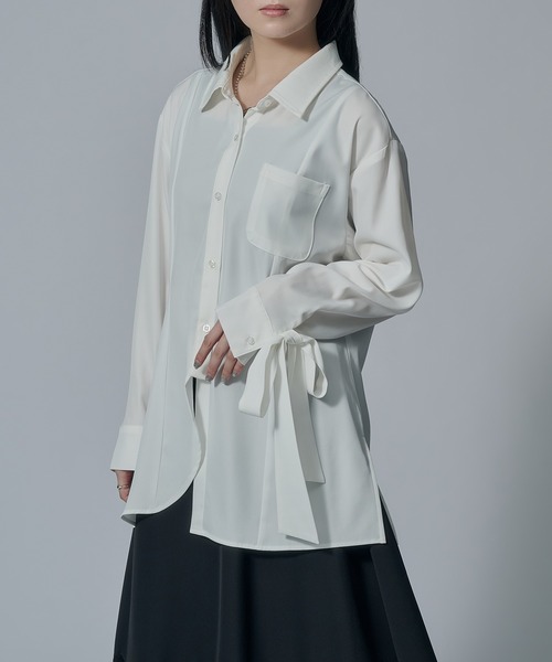Ellno de Mavie(エルノデメヴィ)の「アシンメトリーリボンシャツ(シャツ/ブラウス・レディース・オフホワイト/ブラック・FREE)」の10枚目の写真