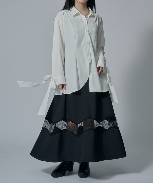 Ellno de Mavie(エルノデメヴィ)の「アシンメトリーリボンシャツ(シャツ/ブラウス・レディース・オフホワイト/ブラック・FREE)」の17枚目の写真