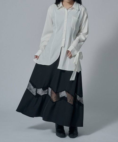 Ellno de Mavie(エルノデメヴィ)の「アシンメトリーリボンシャツ(シャツ/ブラウス・レディース・オフホワイト/ブラック・FREE)」の16枚目の写真