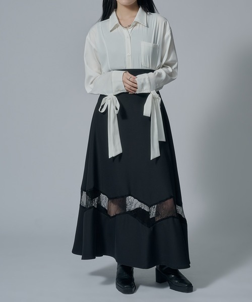 Ellno de Mavie(エルノデメヴィ)の「アシンメトリーリボンシャツ(シャツ/ブラウス・レディース・オフホワイト/ブラック・FREE)」の18枚目の写真