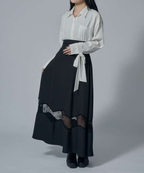 Ellno de Mavie(エルノデメヴィ)の「アシンメトリーリボンシャツ(シャツ/ブラウス・レディース・オフホワイト/ブラック・FREE)」の19枚目の写真