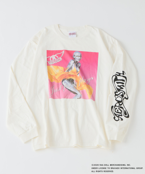 JOURNAL STANDARD relume(ジャーナルスタンダード レリューム)の「AERO SMITH / エアロスミス 別注 ヴィンテージ加工 プリントロンT(Tシャツ/カットソー・メンズ・ホワイト/ブラック/モスグリーン・LARGE/MEDIUM)」の2枚目の写真
