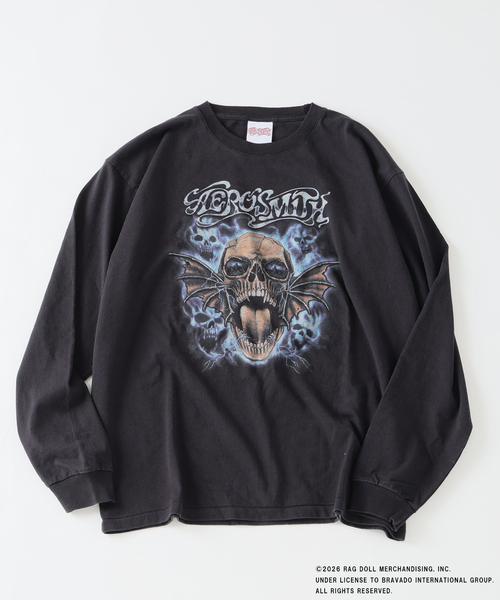 JOURNAL STANDARD relume(ジャーナルスタンダード レリューム)の「AERO SMITH / エアロスミス 別注 ヴィンテージ加工 プリントロンT(Tシャツ/カットソー・メンズ・ホワイト/ブラック/モスグリーン・LARGE/MEDIUM)」の3枚目の写真