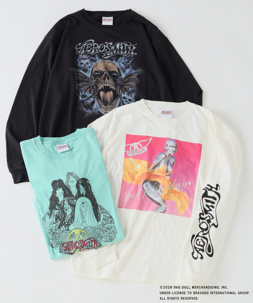 JOURNAL STANDARD relume(ジャーナルスタンダード レリューム)の「AERO SMITH / エアロスミス 別注 ヴィンテージ加工 プリントロンT(Tシャツ/カットソー・メンズ・ホワイト/ブラック/モスグリーン・LARGE/MEDIUM)」の4枚目の写真