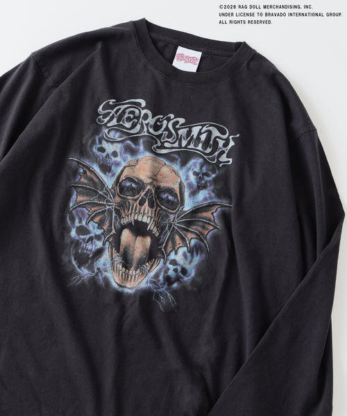 JOURNAL STANDARD relume(ジャーナルスタンダード レリューム)の「AERO SMITH / エアロスミス 別注 ヴィンテージ加工 プリントロンT(Tシャツ/カットソー・メンズ・ホワイト/ブラック/モスグリーン・LARGE/MEDIUM)」の5枚目の写真