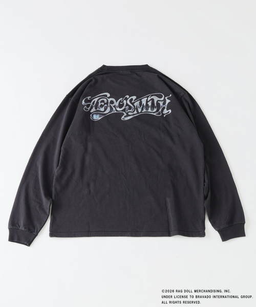 JOURNAL STANDARD relume(ジャーナルスタンダード レリューム)の「AERO SMITH / エアロスミス 別注 ヴィンテージ加工 プリントロンT(Tシャツ/カットソー・メンズ・ホワイト/ブラック/モスグリーン・LARGE/MEDIUM)」の7枚目の写真