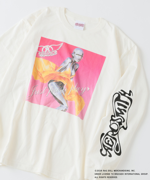 JOURNAL STANDARD relume(ジャーナルスタンダード レリューム)の「AERO SMITH / エアロスミス 別注 ヴィンテージ加工 プリントロンT(Tシャツ/カットソー・メンズ・ホワイト/ブラック/モスグリーン・LARGE/MEDIUM)」の9枚目の写真