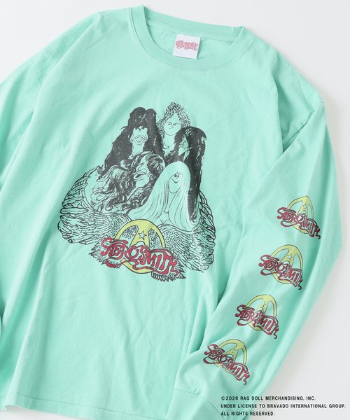 JOURNAL STANDARD relume(ジャーナルスタンダード レリューム)の「AERO SMITH / エアロスミス 別注 ヴィンテージ加工 プリントロンT(Tシャツ/カットソー・メンズ・ホワイト/ブラック/モスグリーン・LARGE/MEDIUM)」の10枚目の写真